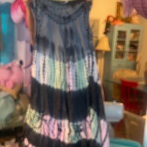 Tie-Dye tank top in Navy, Pink & Mint